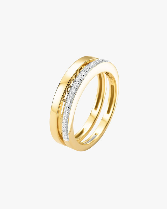 Anel Love You com Diamantes em Ouro Amarelo 18K