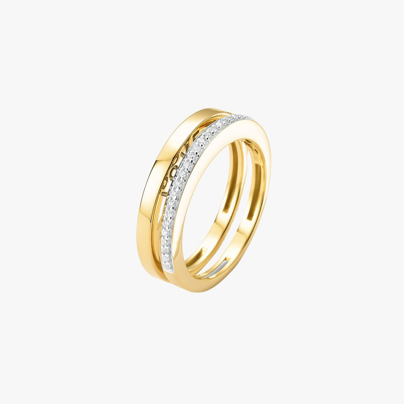 Anel Love You com Diamantes em Ouro Amarelo 18K