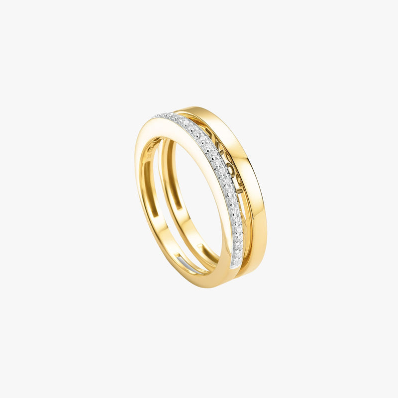 Anel Love You com Diamantes em Ouro Amarelo 18K