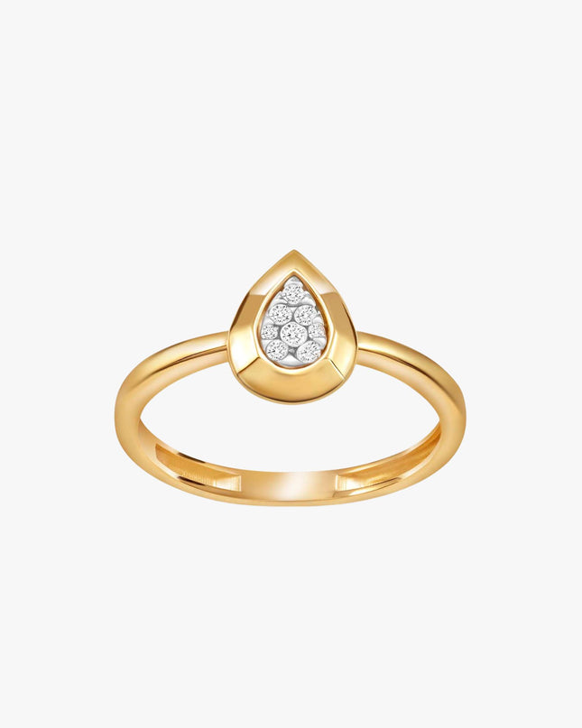 Anel Gota em Ouro Amarelo 18K com Diamantes