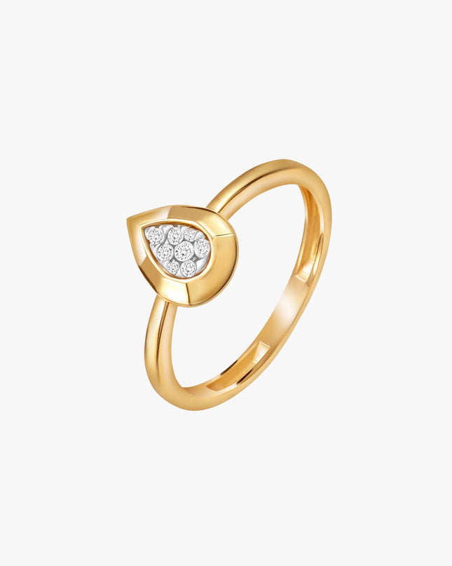 Anel Gota em Ouro Amarelo 18K com Diamantes