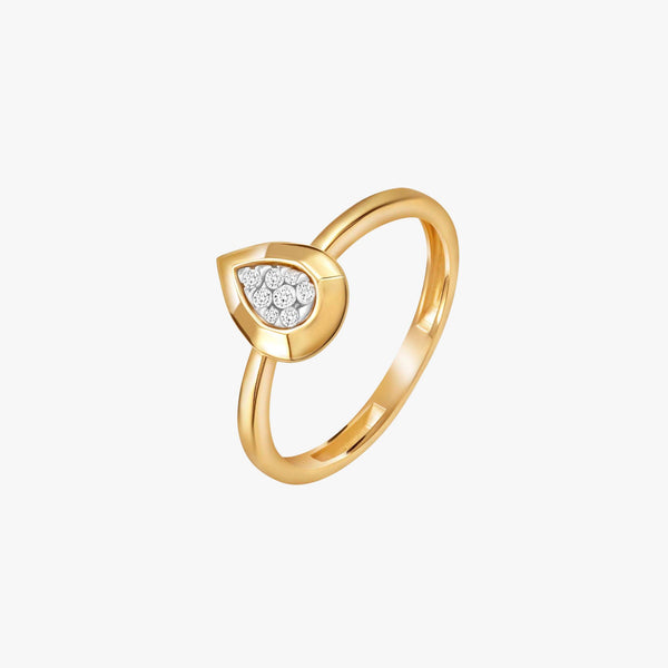 Anel Gota em Ouro Amarelo 18K com Diamantes