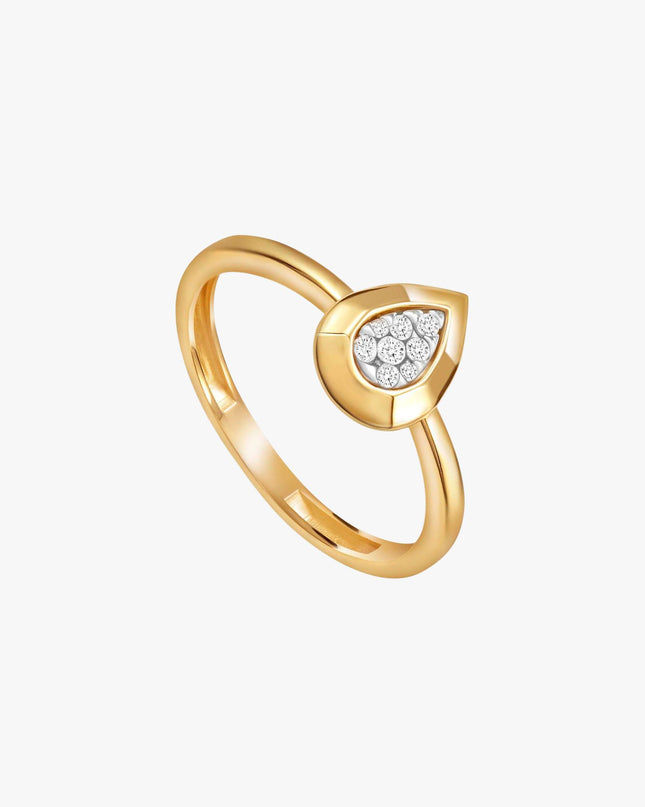 Anel Gota em Ouro Amarelo 18K com Diamantes