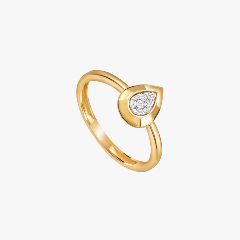 Anel Gota em Ouro Amarelo 18K com Diamantes