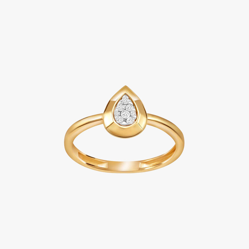 Anel Gota em Ouro Amarelo 18K com Diamantes