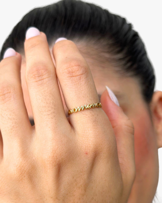 Anel Amor em Ouro Amarelo 18K