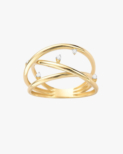Anel com Diamantes em Ouro Amarelo 18K