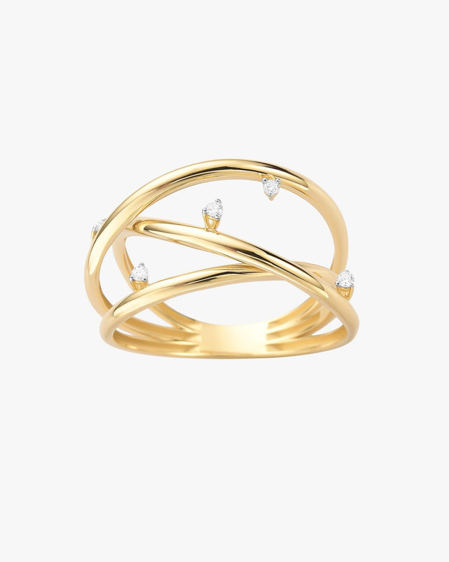 Anel com Diamantes em Ouro Amarelo 18K