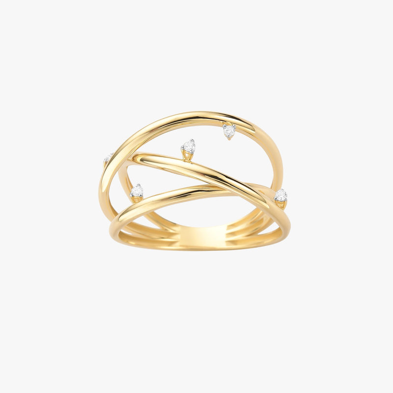 Anel com Diamantes em Ouro Amarelo 18K