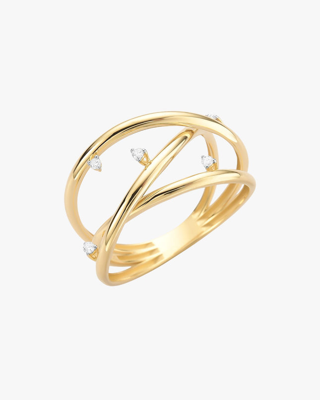 Anel com Diamantes em Ouro Amarelo 18K