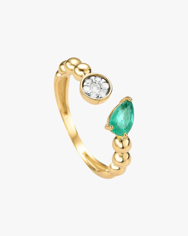 Anel de Esmeralda com Diamantes