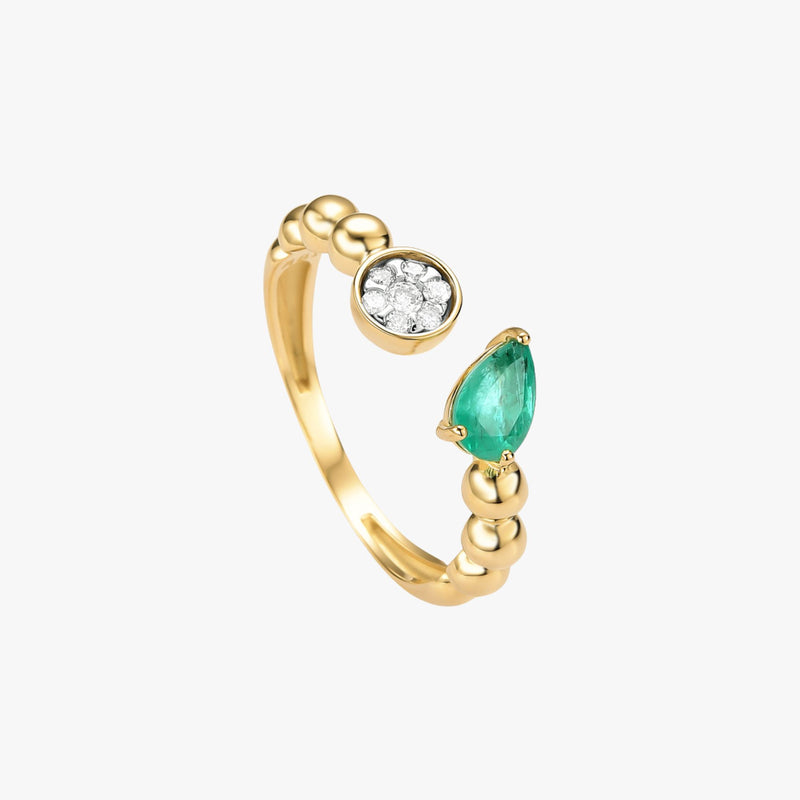 Anel de Esmeralda com Diamantes