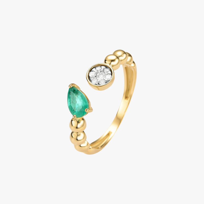 Anel de Esmeralda com Diamantes