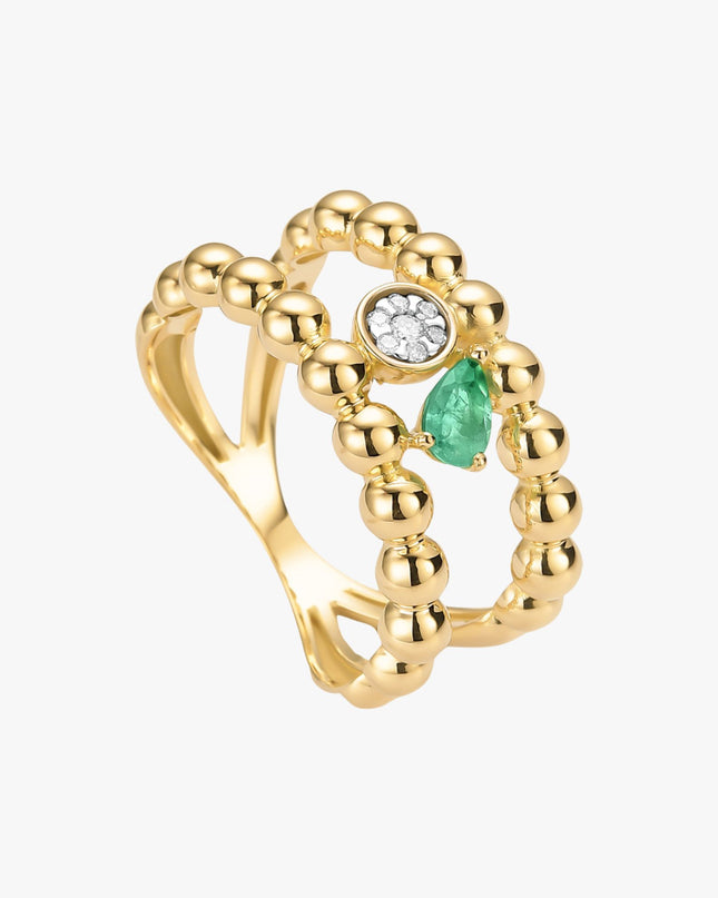 Anel de Esmeralda & Diamantes