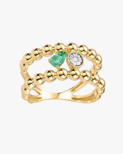 Anel de Esmeralda & Diamantes