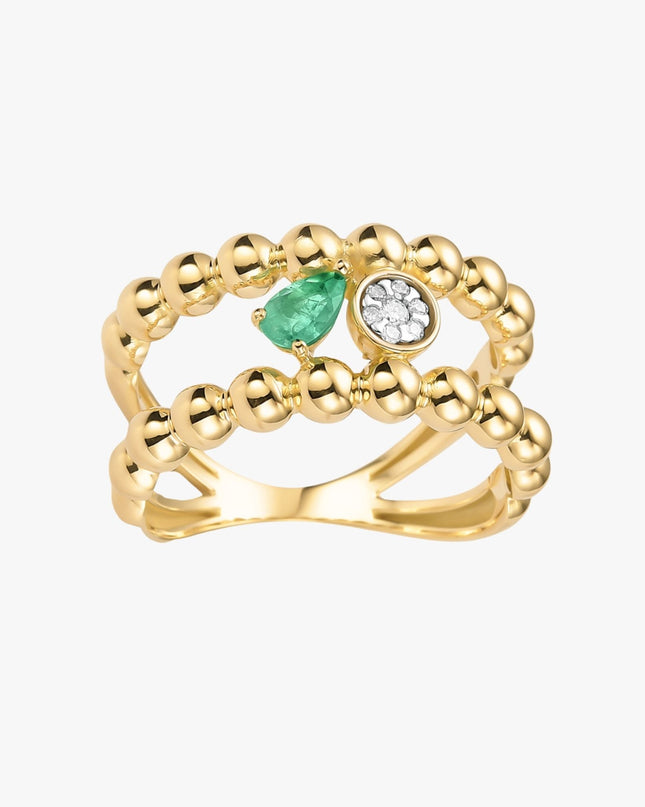 Anel de Esmeralda & Diamantes