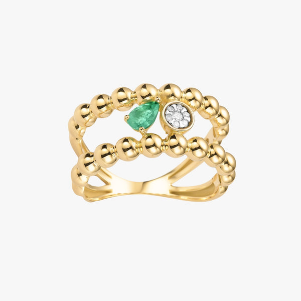 Anel de Esmeralda & Diamantes