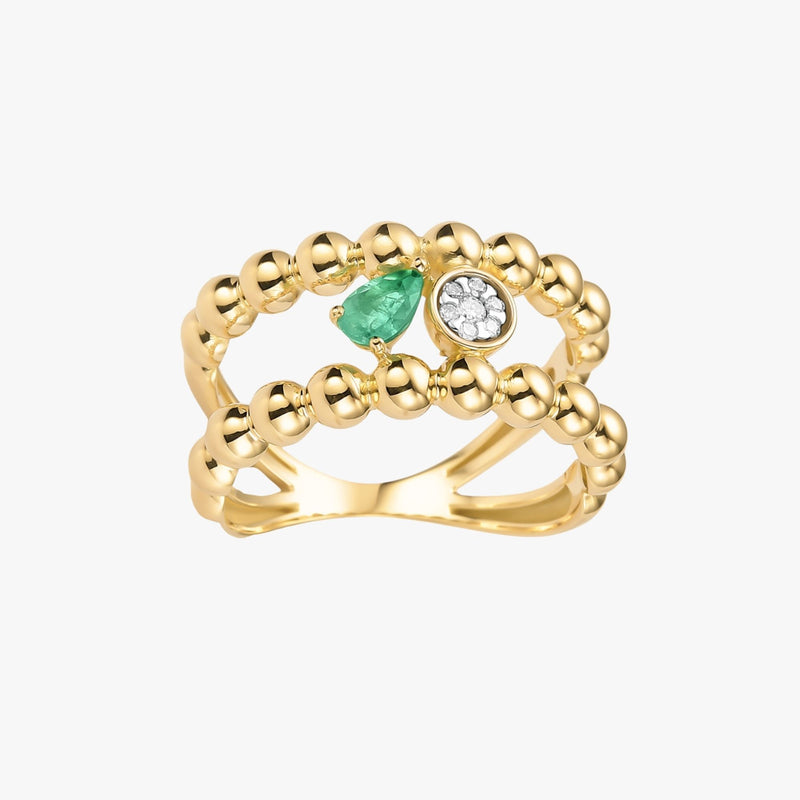 Anel de Esmeralda & Diamantes