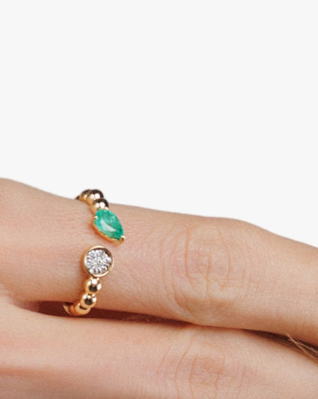 Anel de Esmeralda com Diamantes