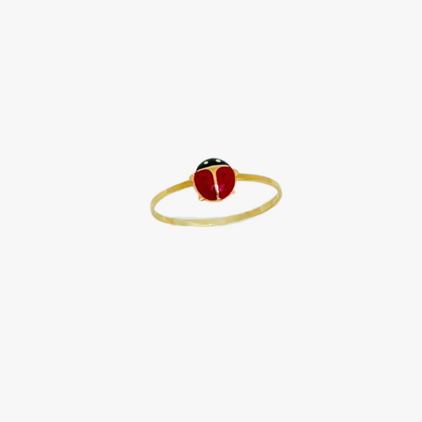 Anel Infantil Joaninha em  Ouro Amarelo 18K