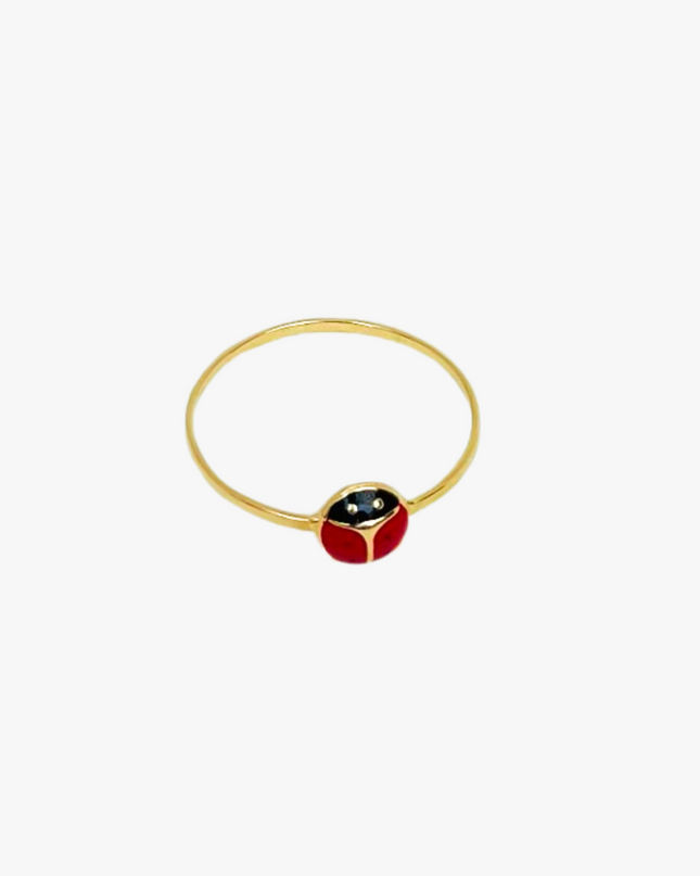 Anel Infantil Joaninha em  Ouro Amarelo 18K