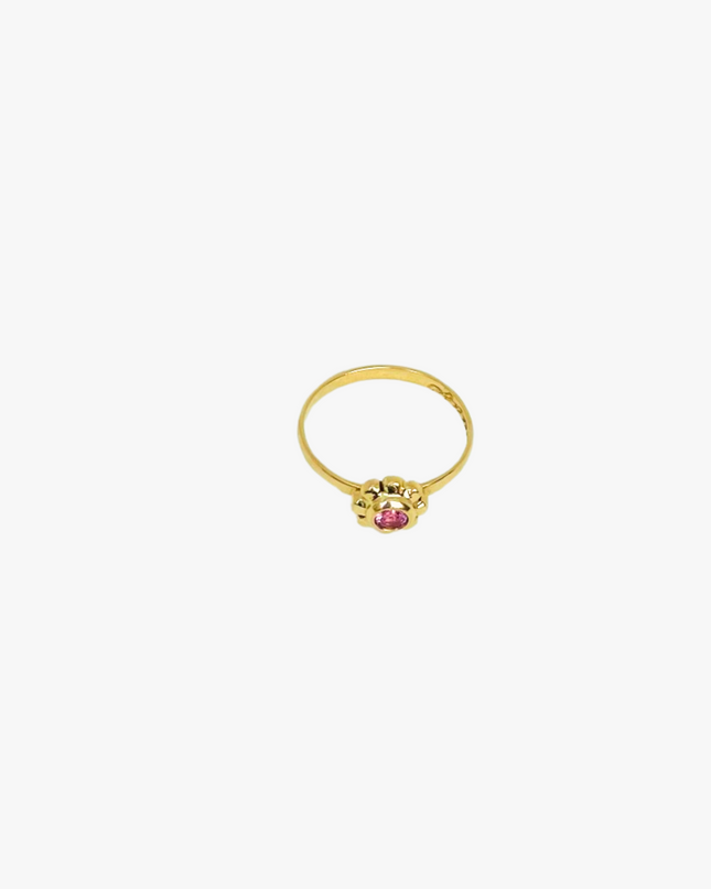 Anel Infantil com Turmalina Rosa em Ouro Amarelo 18K