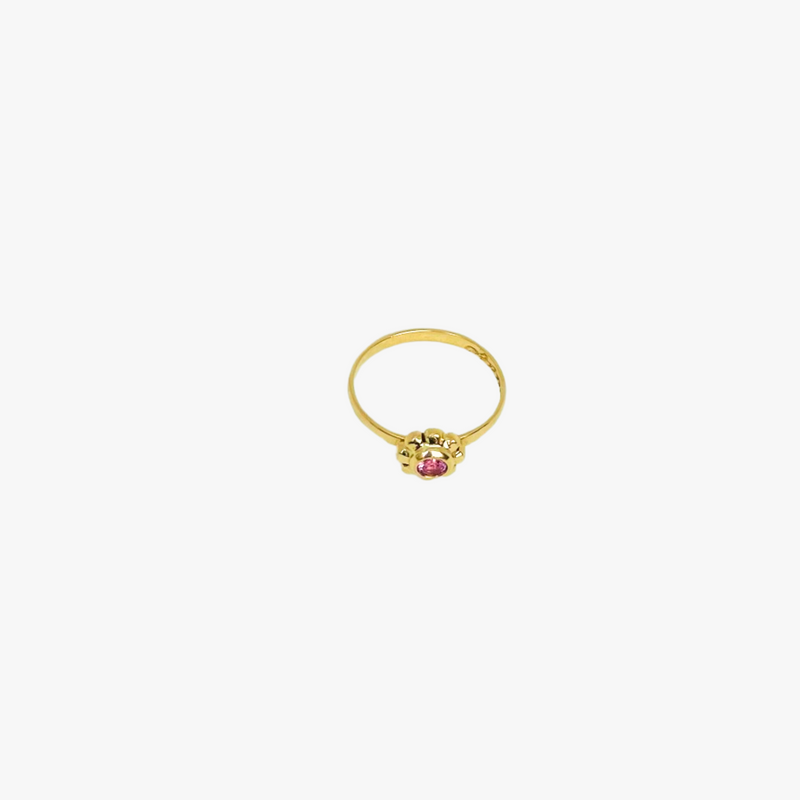 Anel Infantil com Turmalina Rosa em Ouro Amarelo 18K