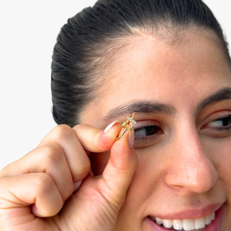 Anel Radiante de Citrino com Topázio Branco em Ouro  Amarelo 18K