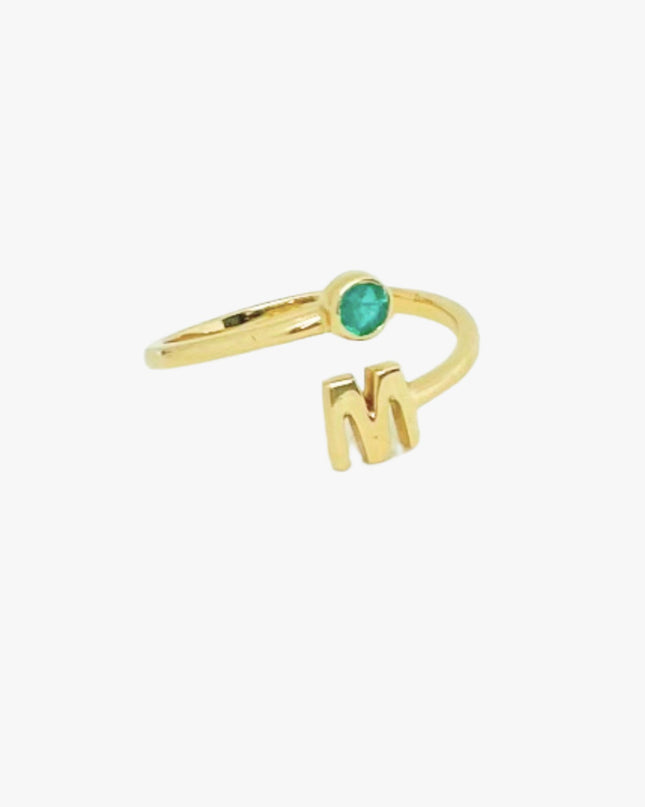 Anel Personalizado com  Esmeralda em Ouro Amarelo 18K
