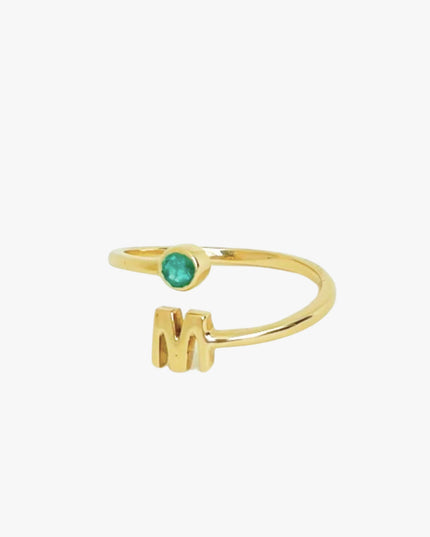 Anel Personalizado com  Esmeralda em Ouro Amarelo 18K