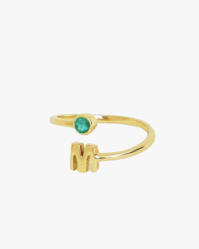 Anel Personalizado com  Esmeralda em Ouro Amarelo 18K