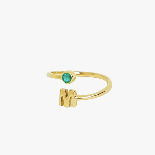Anel Personalizado com  Esmeralda em Ouro Amarelo 18K