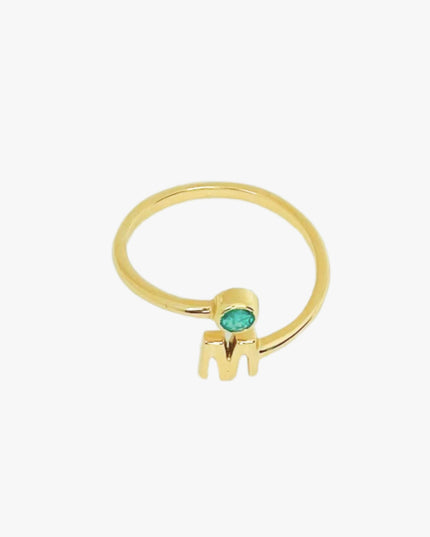 Anel Personalizado com  Esmeralda em Ouro Amarelo 18K