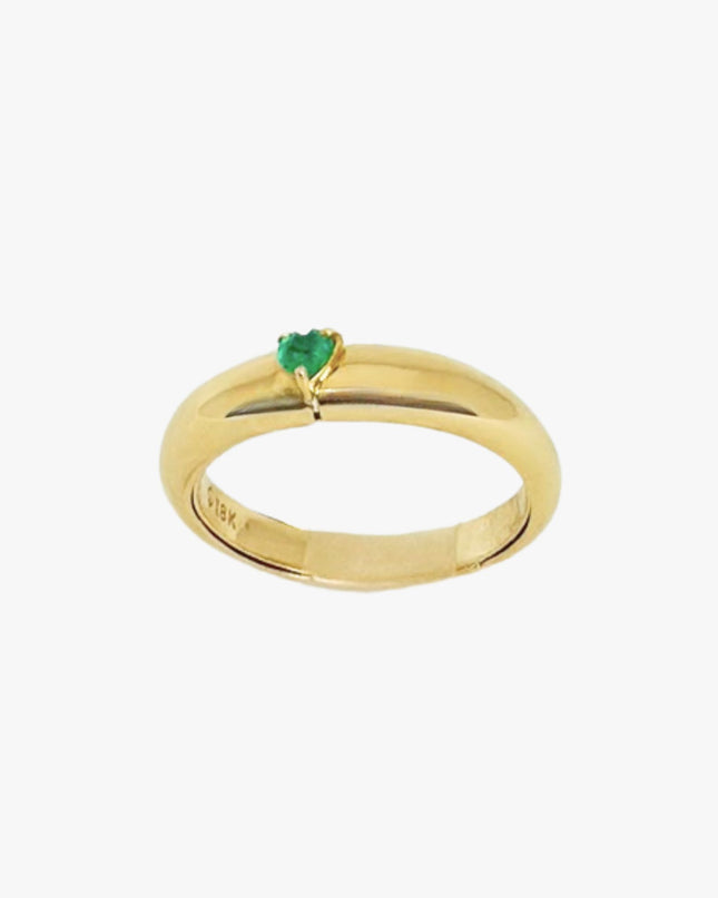 Anel Personalizado "Eu te Amo" com Esmeralda em Ouro  Amarelo 18K