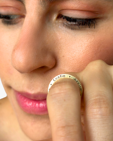 Anel Personalizado Frases  em Ouro Amarelo 18K