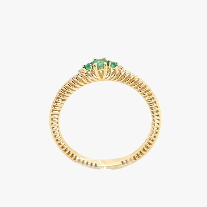 Anel de Esmeralda com Diamante