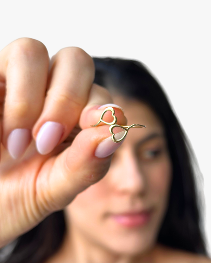 Anel 2 Corações em Ouro Amarelo 18K