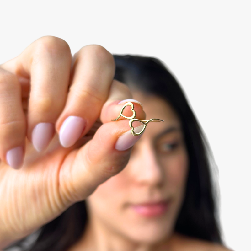Anel 2 Corações em Ouro Amarelo 18K