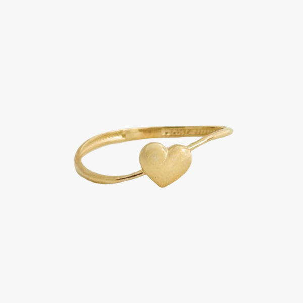 Anel com Coração Torto em Ouro  Amarelo 18K
