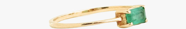 Anel com Esmeralda Retangular em Ouro Amarelo 18K