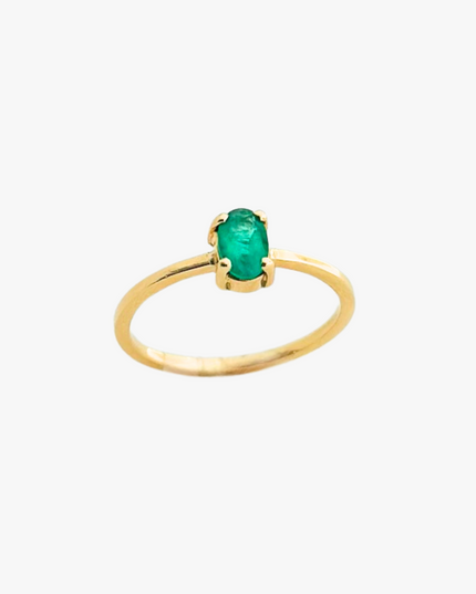 Anel com Esmeralda Oval em Ouro Amarelo 18K