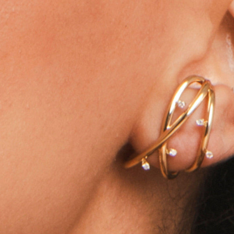 Brinco iluminar de Diamantes em Ouro Amarelo  18K