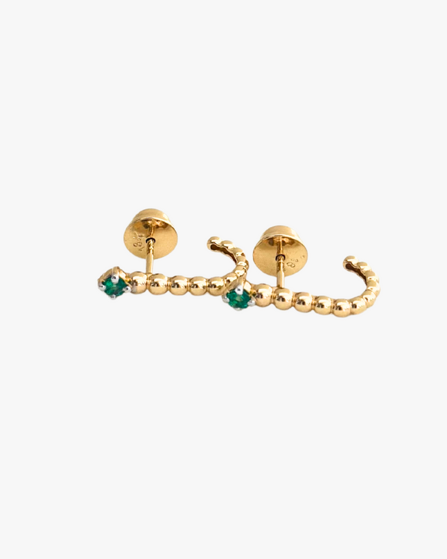 Brinco de Esmeralda em Ouro Amarelo 18k