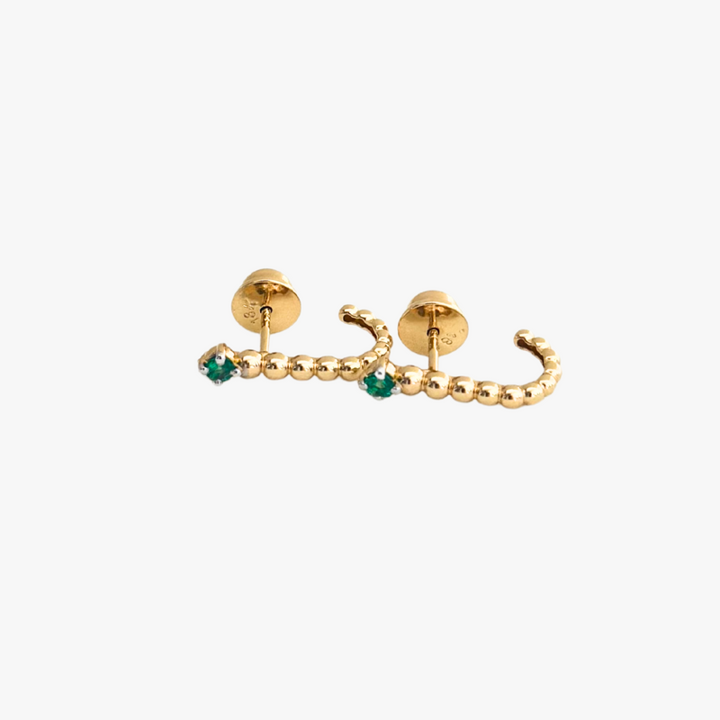 Brinco de Esmeralda em Ouro Amarelo 18k
