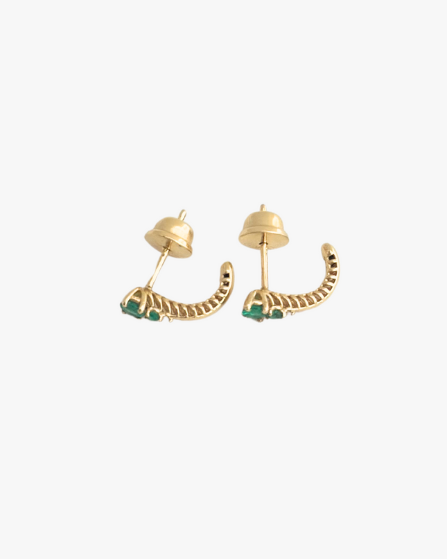Brinco de Esmeralda com  Diamante em Ouro Amarelo 18k