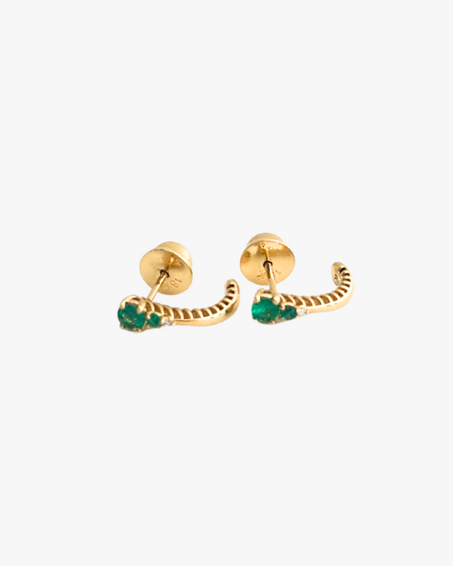 Brinco de Esmeralda com  Diamante em Ouro Amarelo 18k