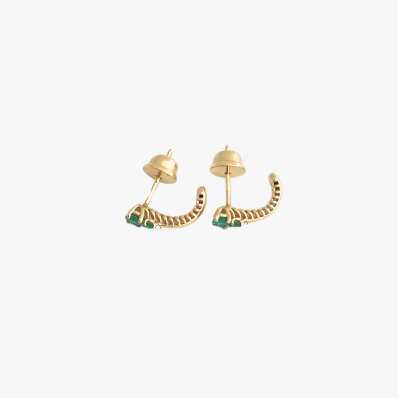 Brinco de Esmeralda com  Diamante em Ouro Amarelo 18k