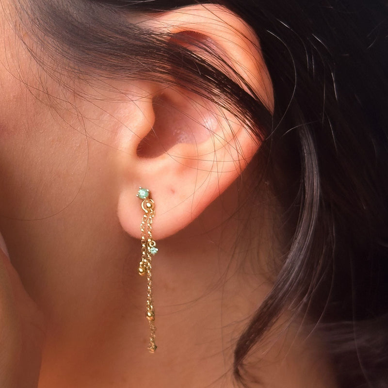 Brinco de Esmeralda em Ouro Amarelo 18K