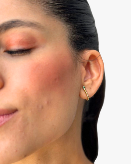 Brinco de Esmeralda em Ouro Amarelo 18k