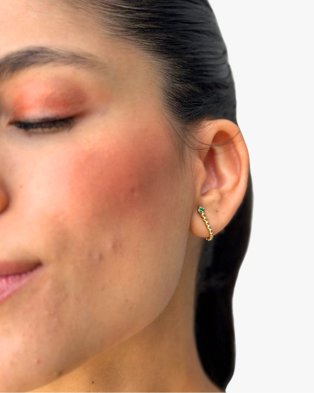 Brinco de Esmeralda em Ouro Amarelo 18k